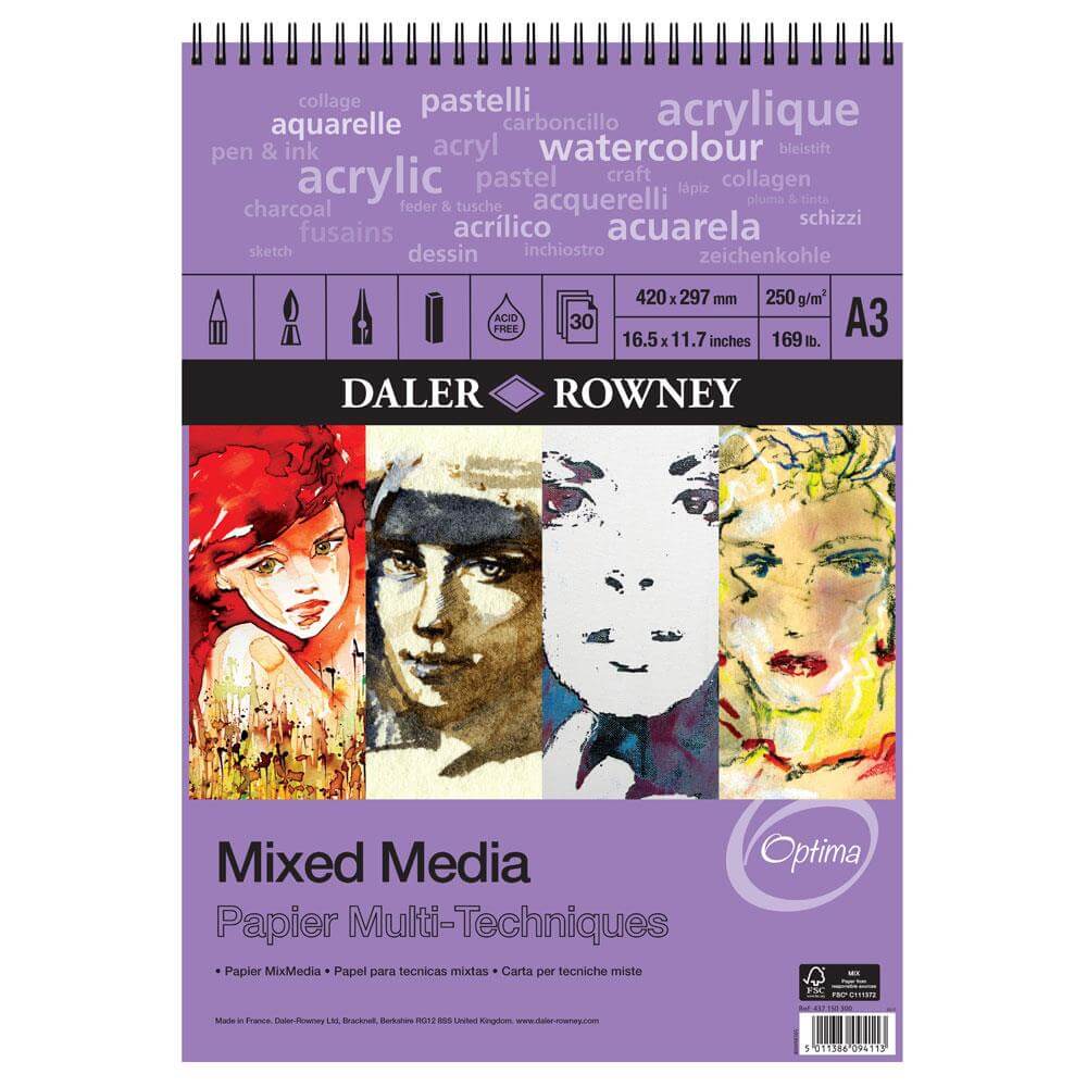 Daler Rowney Mixed Media Spiral Pad A3, A4 and A5